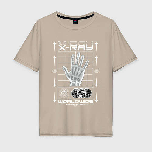 Мужская футболка оверсайз X-ray streetwear / Миндальный – фото 1