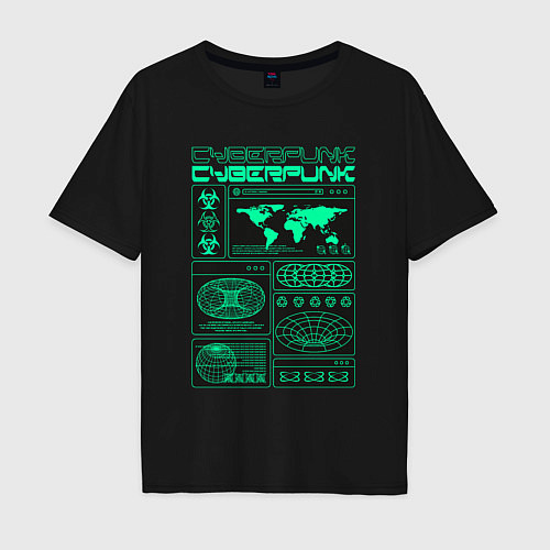 Мужская футболка оверсайз Cyberpunk streetwear / Черный – фото 1