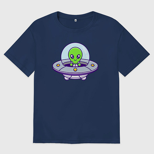 Мужская футболка оверсайз Green alien / Тёмно-синий – фото 1