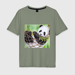 Мужская футболка оверсайз Панда медвед