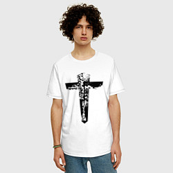 Футболка оверсайз мужская Крест фактурный, цвет: белый — фото 2