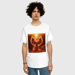 Футболка оверсайз мужская Птица феникс яркая, цвет: белый — фото 2