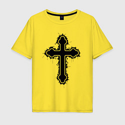 Футболка оверсайз мужская Крест православный христианский, цвет: желтый