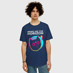 Футболка оверсайз мужская Bring Me the Horizon rock star cat, цвет: тёмно-синий — фото 2