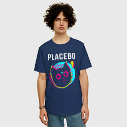 Футболка оверсайз мужская Placebo rock star cat, цвет: тёмно-синий — фото 2