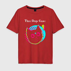 Мужская футболка оверсайз Three Days Grace rock star cat
