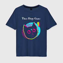 Футболка оверсайз мужская Three Days Grace rock star cat, цвет: тёмно-синий