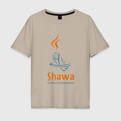 Мужская футболка оверсайз Shawa eating environment / Миндальный – фото 1