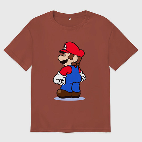 Мужская футболка оверсайз Марио с принцессой / Кирпичный – фото 1