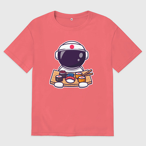 Мужская футболка оверсайз Space sushi / Коралловый – фото 1