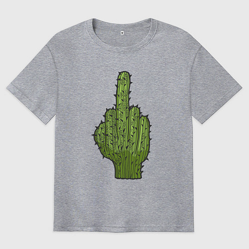 Мужская футболка оверсайз Cactus fuck / Меланж – фото 1