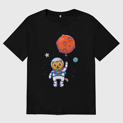 Мужская футболка оверсайз Котик с космическим шариком