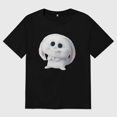 Мужская футболка оверсайз Кролик Снежок / Черный – фото 1