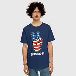 Футболка оверсайз мужская USA peace, цвет: тёмно-синий — фото 2
