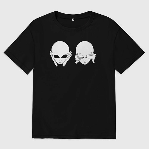 Мужская футболка оверсайз Белый пришелец / Черный – фото 1