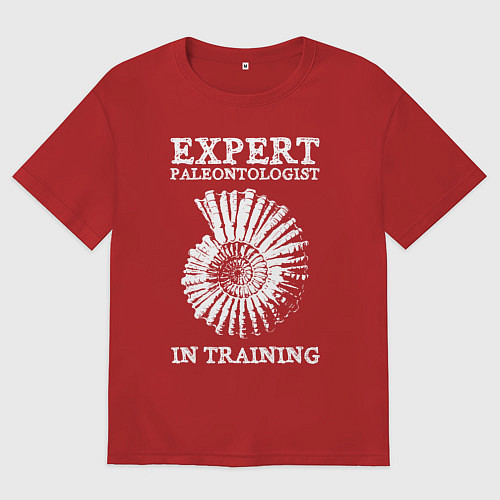 Мужская футболка оверсайз Эксперт палеонтолог на стажировке / Красный – фото 1