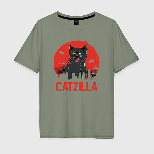 Мужская футболка оверсайз Catzilla / Авокадо – фото 1