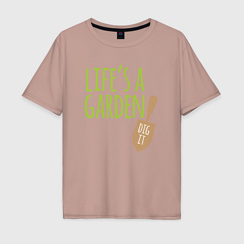 Мужская футболка оверсайз Жизнь это сад / Пыльно-розовый – фото 1