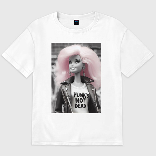 Мужская футболка оверсайз Barbie - punks not dead / Белый – фото 1