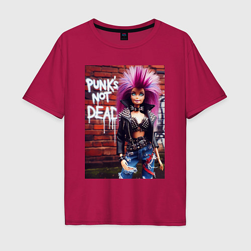 Мужская футболка оверсайз Punks not dead - cool Barbie ai art / Маджента – фото 1