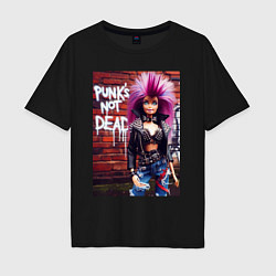 Мужская футболка оверсайз Punks not dead - cool Barbie ai art