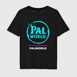 Футболка оверсайз мужская Символ Palworld в неоновых цветах, цвет: черный