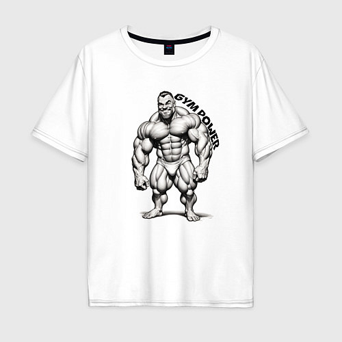 Мужская футболка оверсайз Gym power сила зала / Белый – фото 1