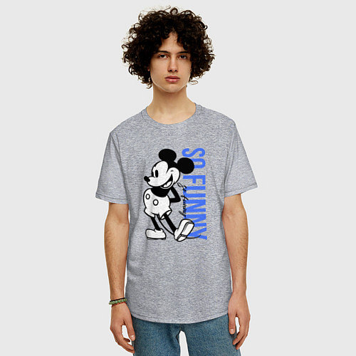 Мужская футболка оверсайз So funny Mickey / Меланж – фото 3