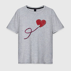Мужская футболка оверсайз Сердца - ethernet love connected, правая парная