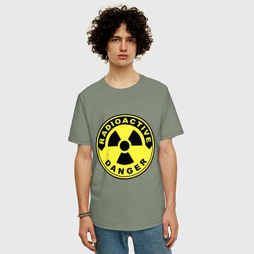 Мужская футболка оверсайз Danger radiation sign / Авокадо – фото 3