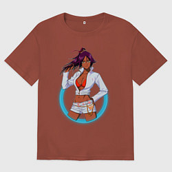 Футболка оверсайз мужская Йоруичи Шихоин из аниме и манги Блич, цвет: кирпичный