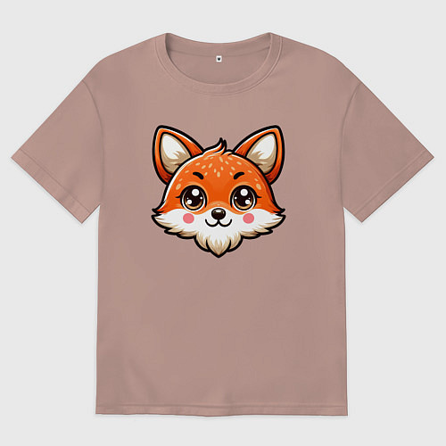 Мужская футболка оверсайз Мордочка лисы / Пыльно-розовый – фото 1