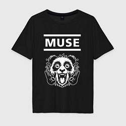 Футболка оверсайз мужская Muse rock panda, цвет: черный