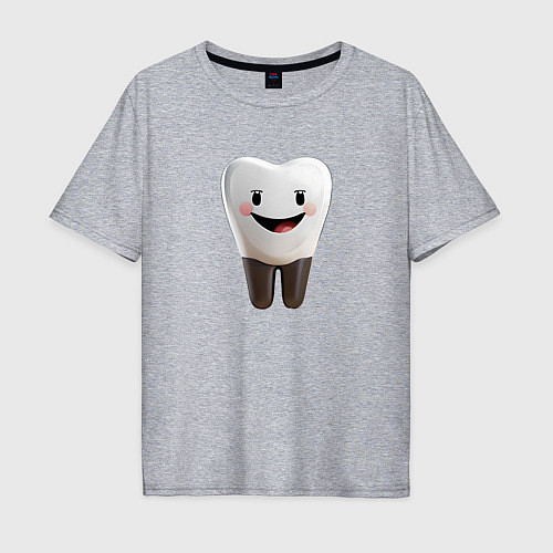 Мужская футболка оверсайз Улыбающийся зуб / Меланж – фото 1