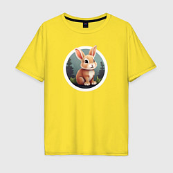 Футболка оверсайз мужская Маленький пушистый кролик, цвет: желтый