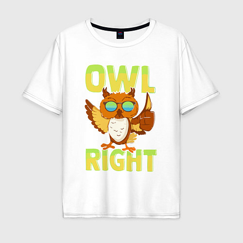 Мужская футболка оверсайз Owl right - каламбур отлично / Белый – фото 1