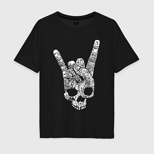 Мужская футболка оверсайз Metal skull direction / Черный – фото 1