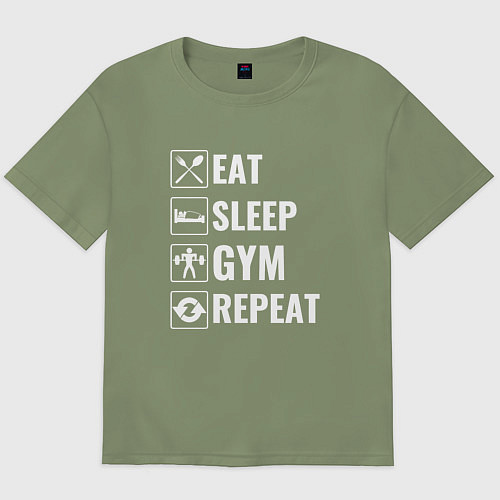 Мужская футболка оверсайз Eat sleep gym repeat / Авокадо – фото 1