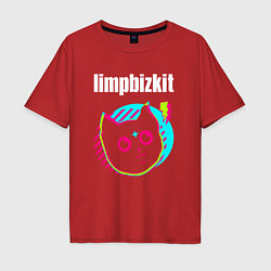 Футболка оверсайз мужская Limp Bizkit rock star cat, цвет: красный