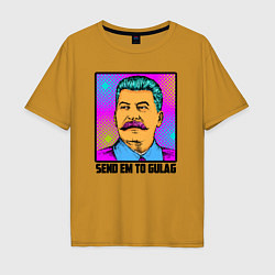 Футболка оверсайз мужская Send em to gulag, цвет: горчичный
