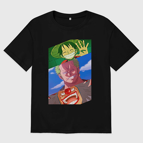 Мужская футболка оверсайз Персонажи Ван Пис / Черный – фото 1