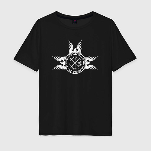 Мужская футболка оверсайз Рунический компас вегвизир / Черный – фото 1