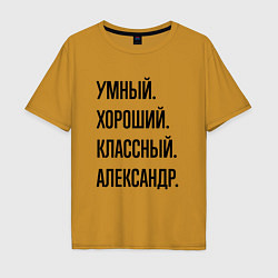 Мужская футболка оверсайз Умный, хороший и классный Александр