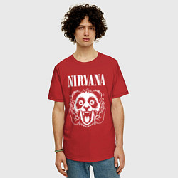 Футболка оверсайз мужская Nirvana rock panda, цвет: красный — фото 2