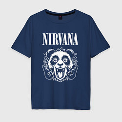 Футболка оверсайз мужская Nirvana rock panda, цвет: тёмно-синий