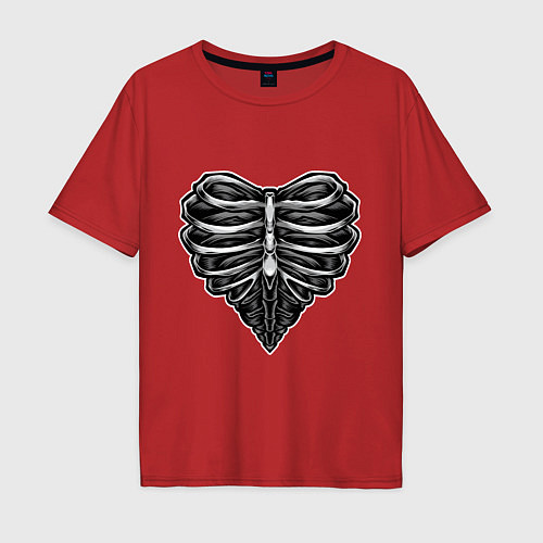 Мужская футболка оверсайз Ribs heart / Красный – фото 1