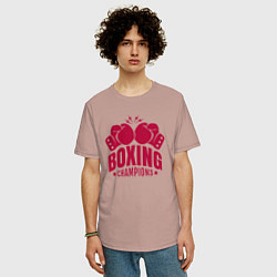 Футболка оверсайз мужская Чемпионы по боксу, цвет: пыльно-розовый — фото 2