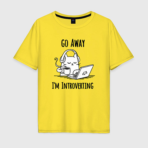 Мужская футболка оверсайз Go away im introverting / Желтый – фото 1