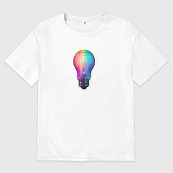 Футболка оверсайз мужская Радужная электрическая лампочка, цвет: белый
