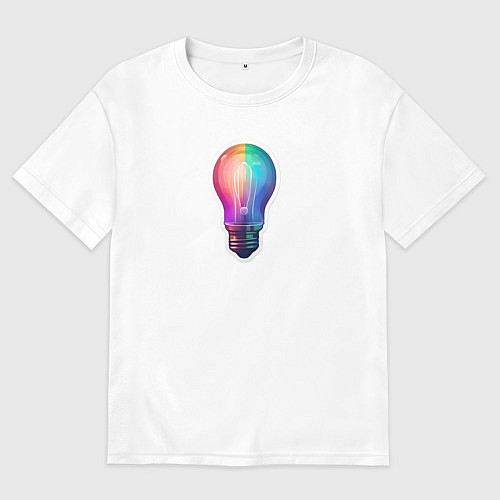 Мужская футболка оверсайз Радужная электрическая лампочка / Белый – фото 1